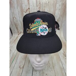 Vintage 1997 New Era Florida Marlins World Series Champs Snapback Hat New